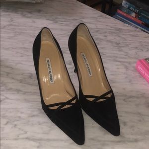 Manolo Black Suede Pumps